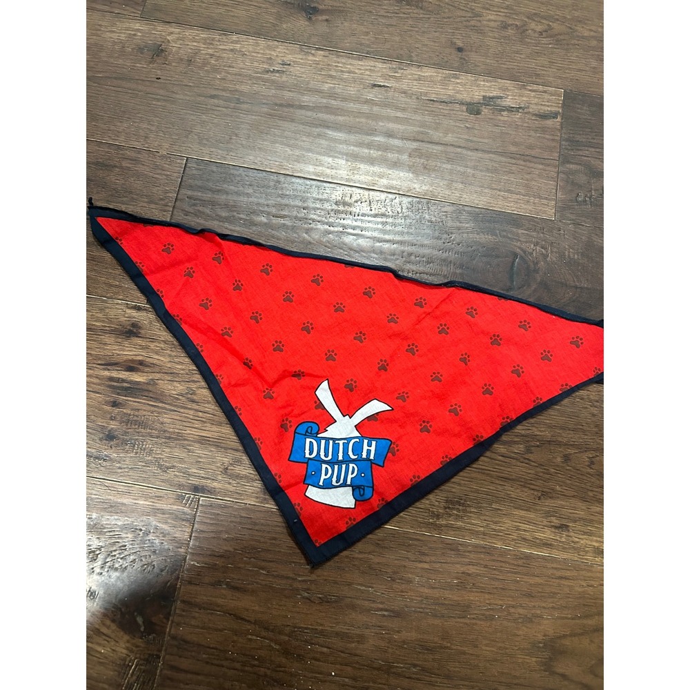 Dutch Bros Pup Dog Bandana Red Paw Print Blue Logo Pet Accessory